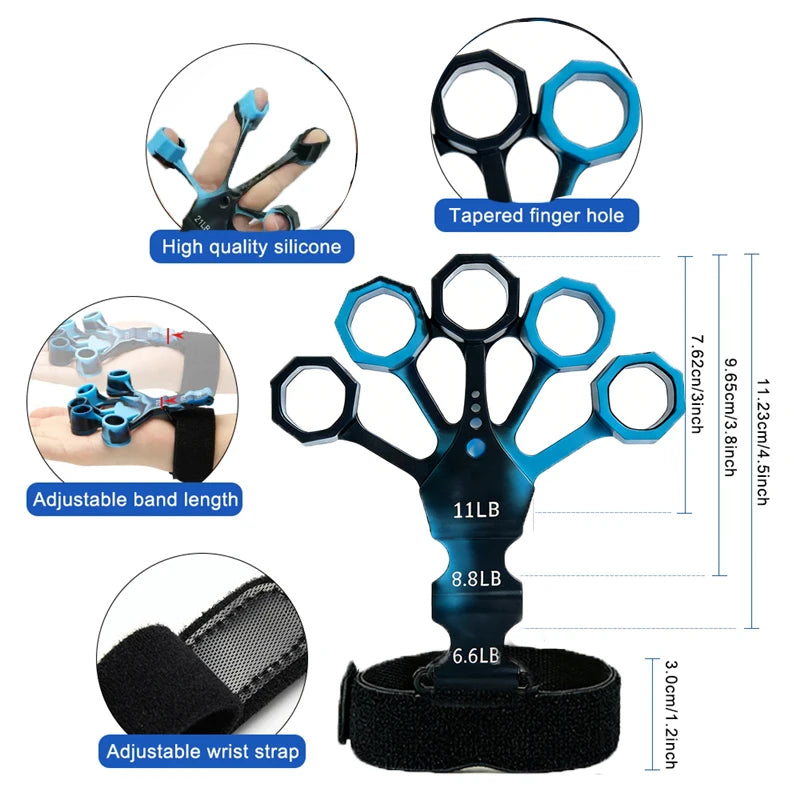 Finger Trainer Five Finger Rehabilitation Device Wrist Therapy Tool Silicone Grip Strength Enhancer Hand Grip Extender
